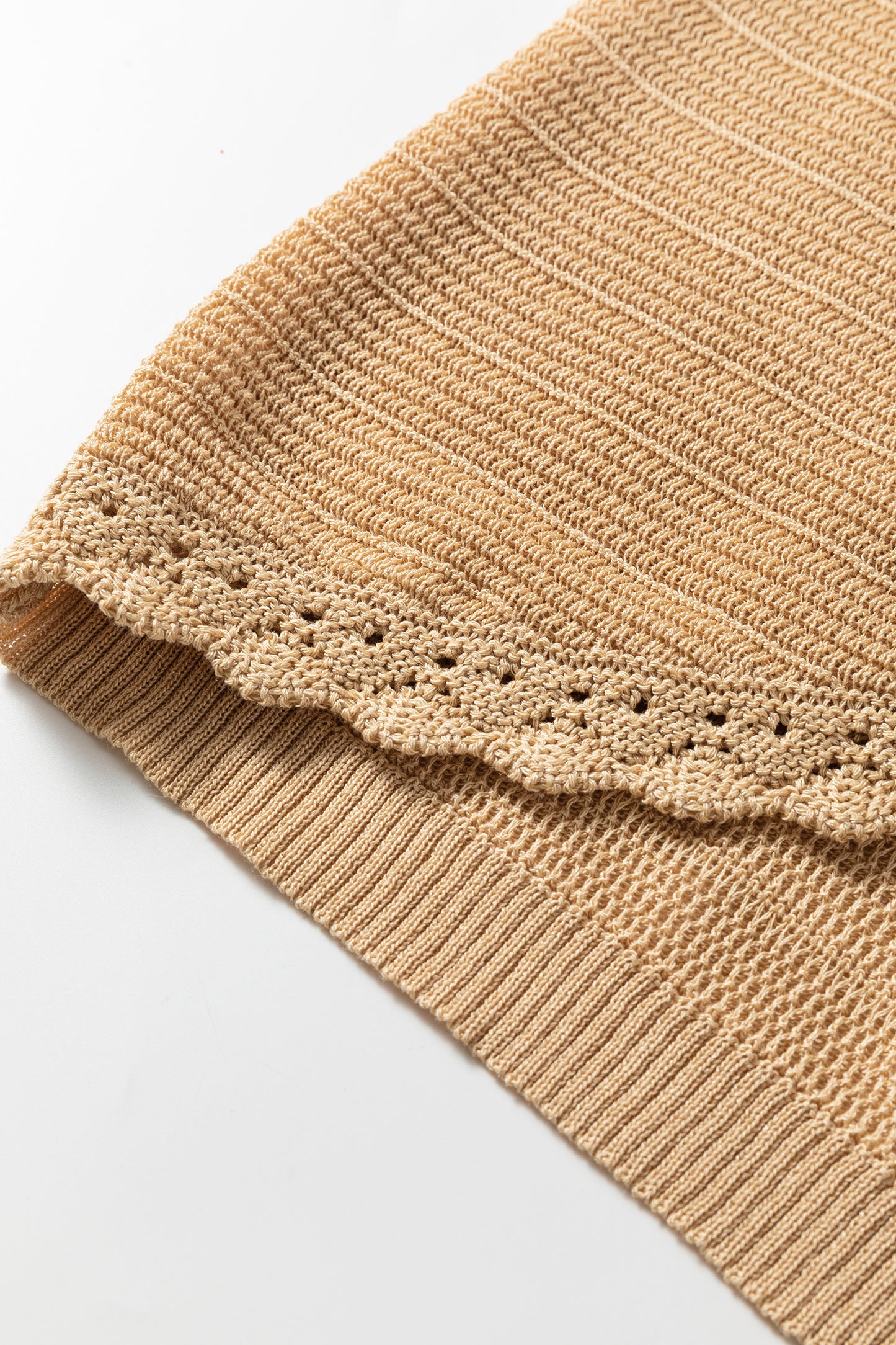 Boho Solid Eyelet Trim Buttoned Sweater Vest