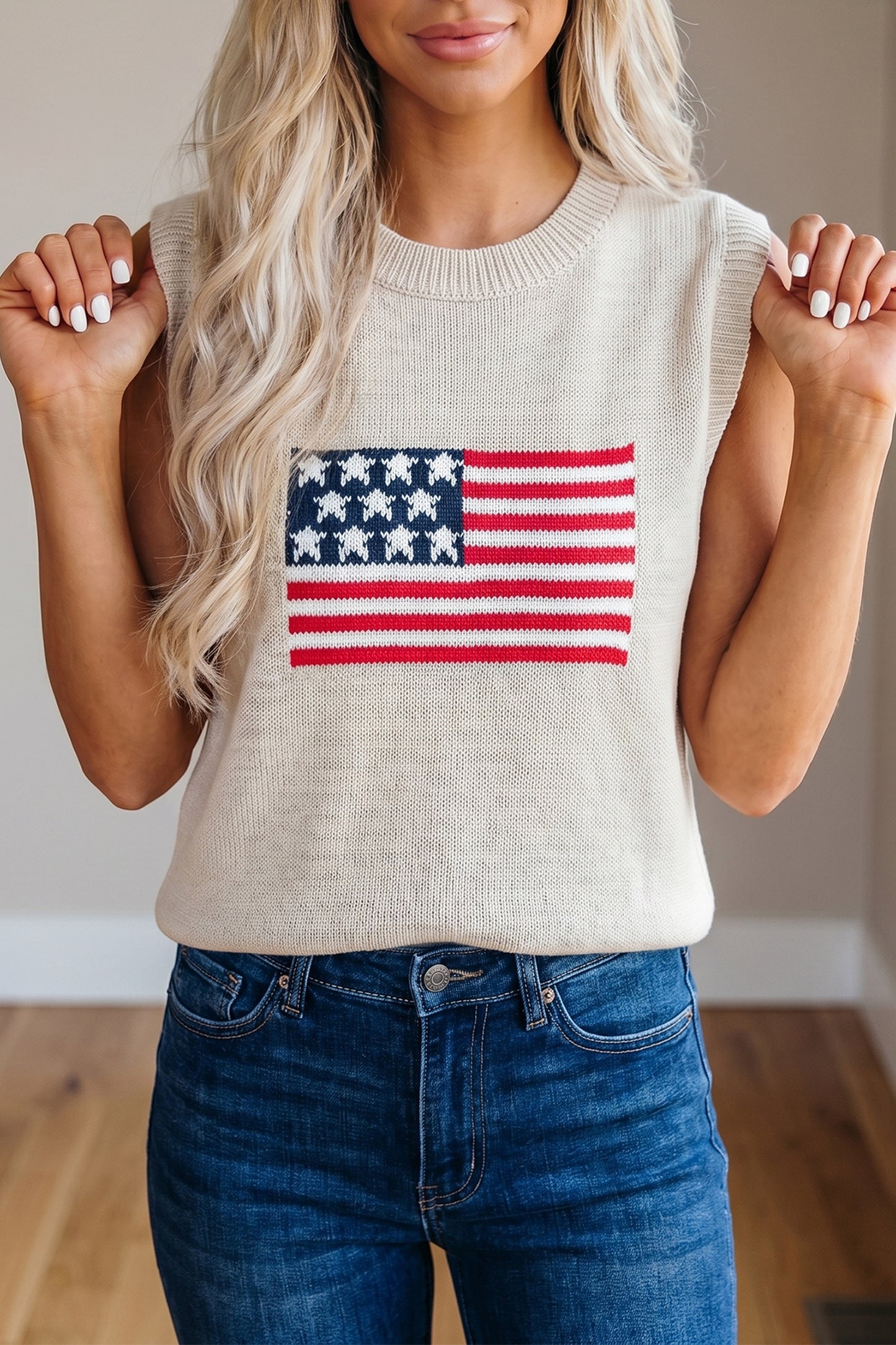 Americana USA Flag Sleeveless Knit Sweater