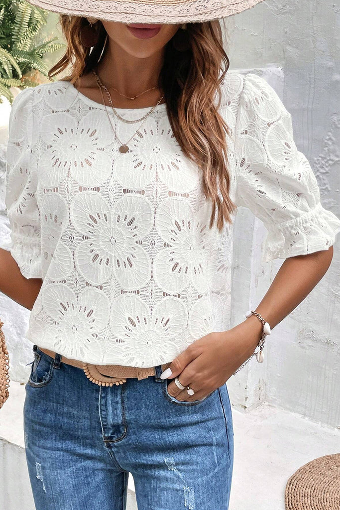 Floral Lace Short Sleeve Top