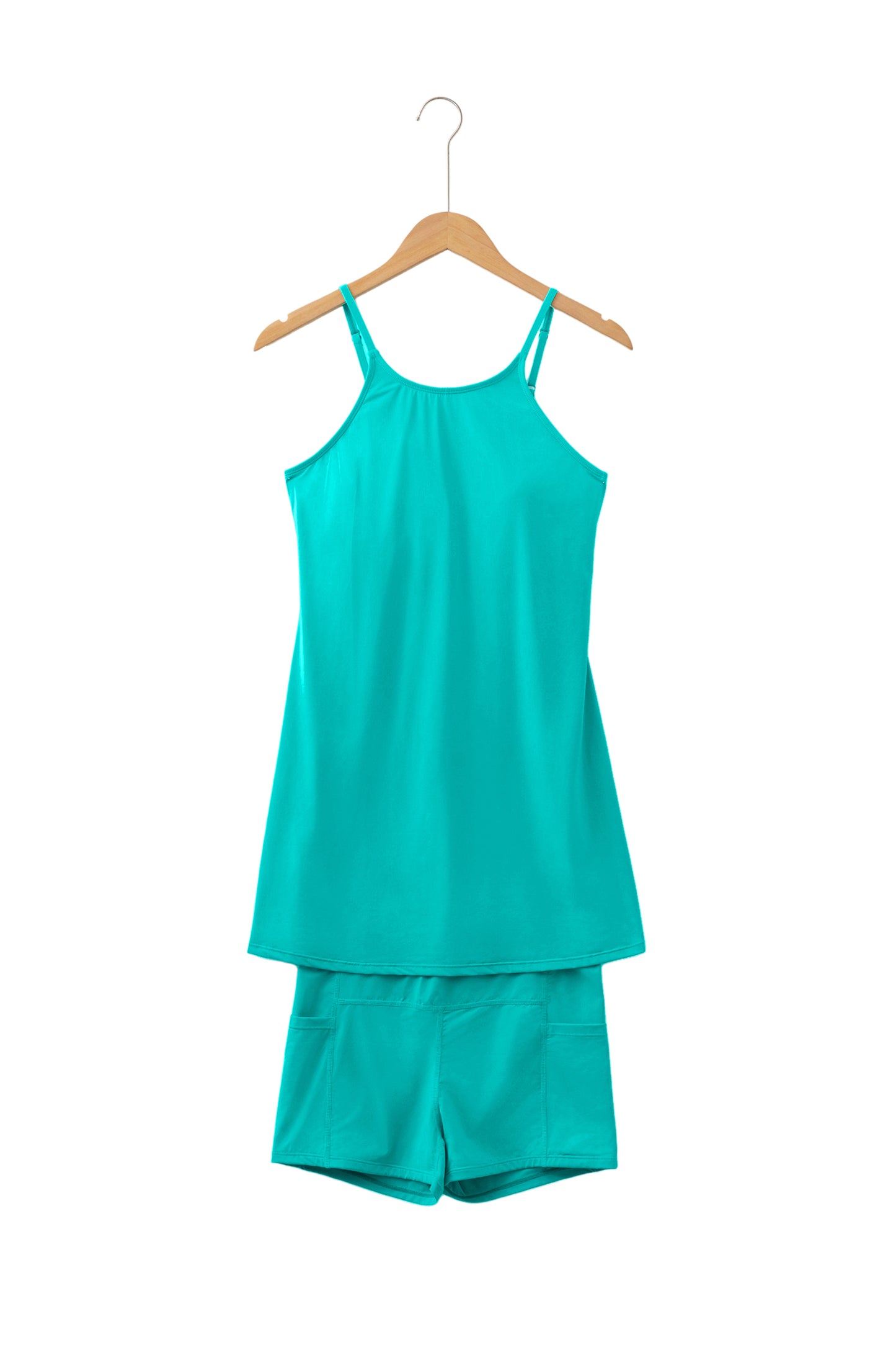 Solid Tunic Tank Dress & Shorts Athletic Set