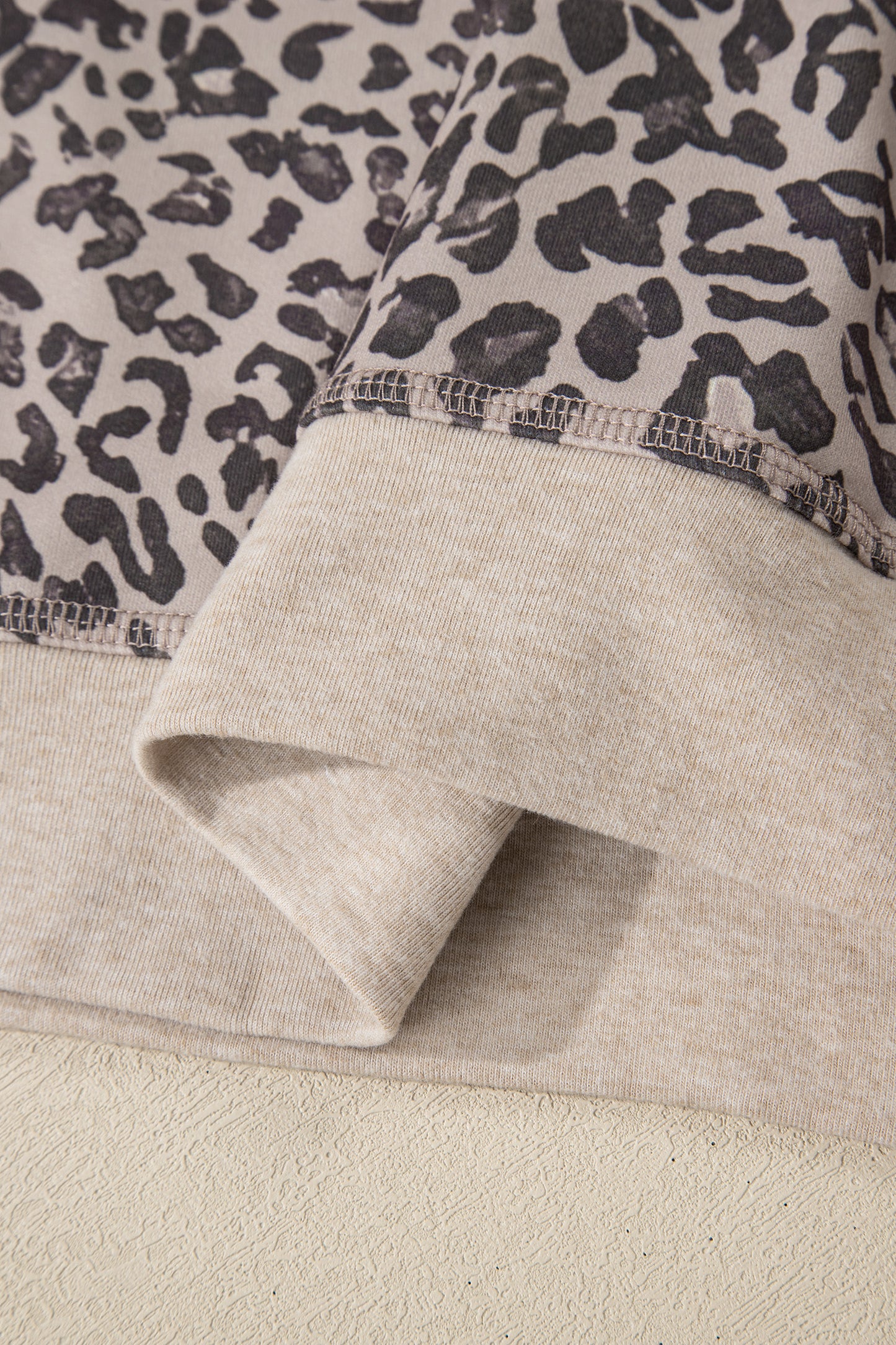 Leopard Patchwork Crew Neck Sweatshirt