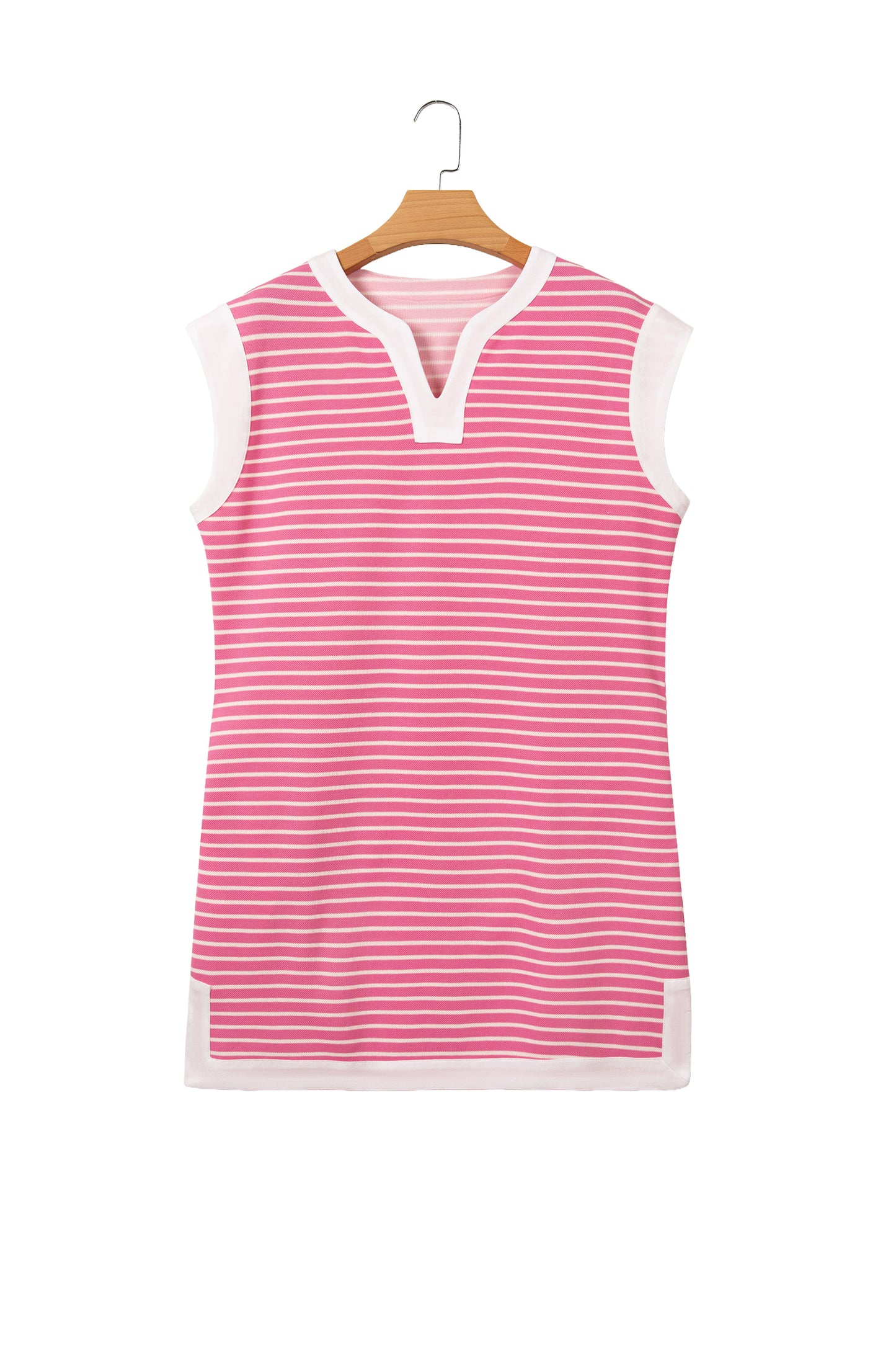 Stripe Colorblock Notched Neck Sleeveless Mini Dress