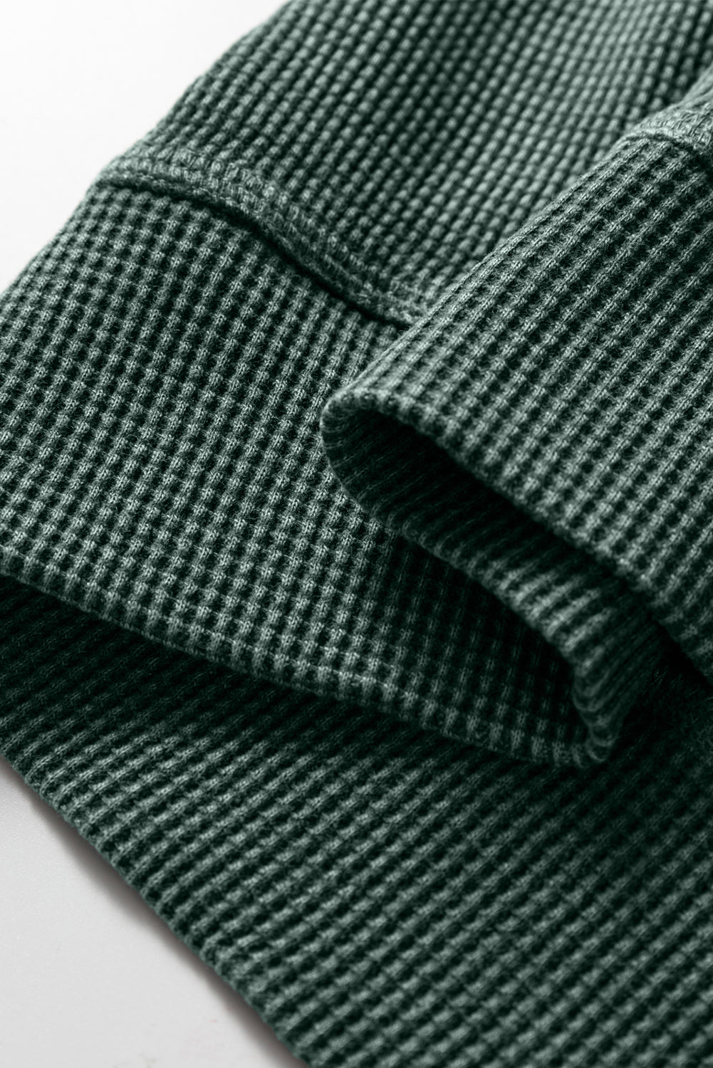 Waffle Knit Patchwork Long Sleeve Top