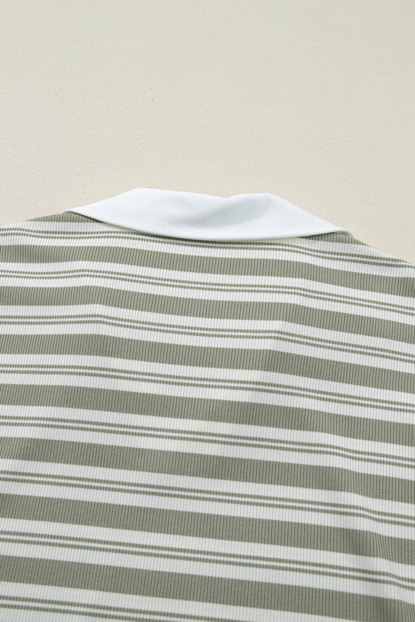 Stripe Collared V-Neck Short Sleeve Midi Dress