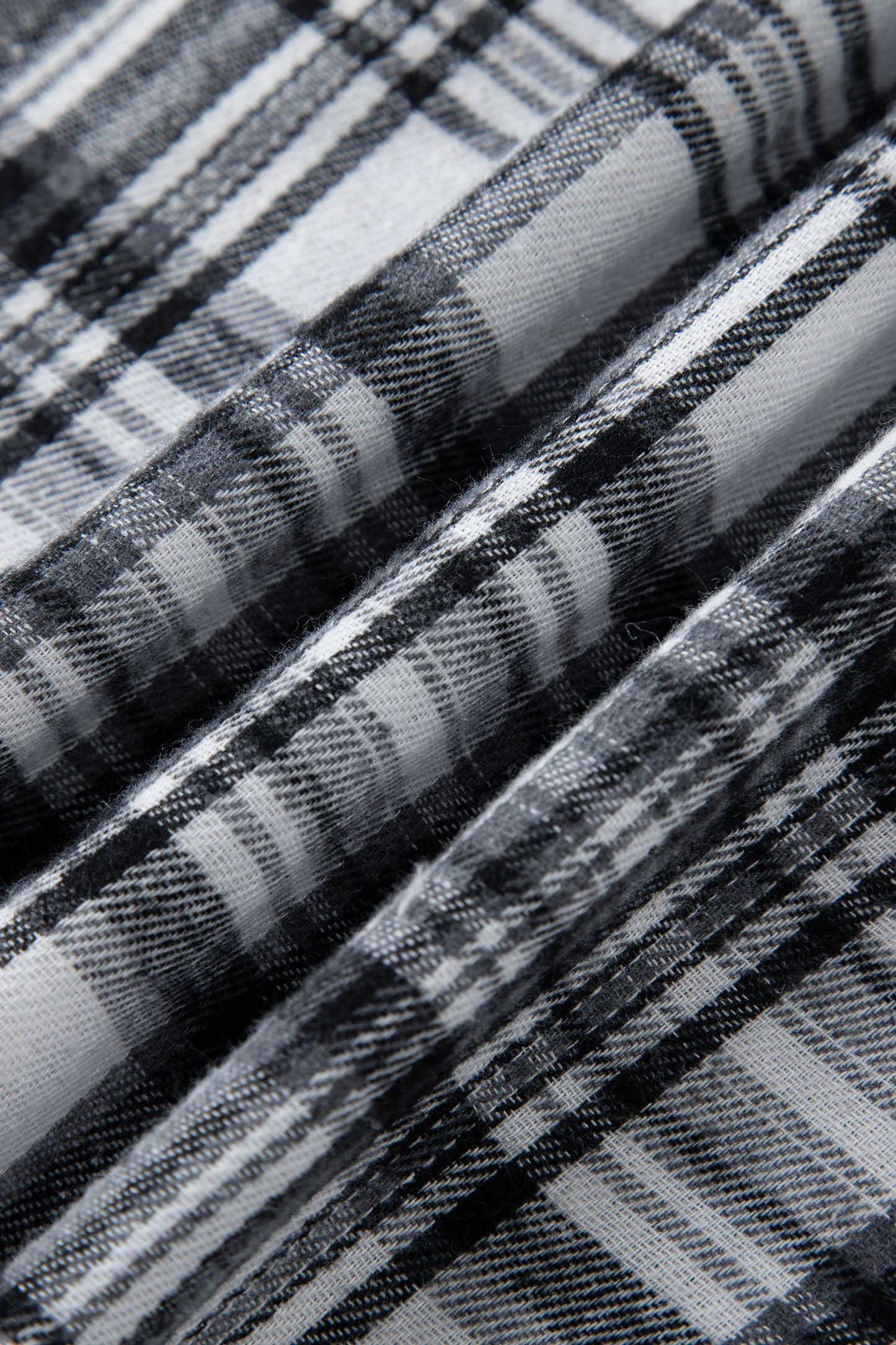 Plaid Quarter-Button Patchwork Long Sleeve Hooded Blouse