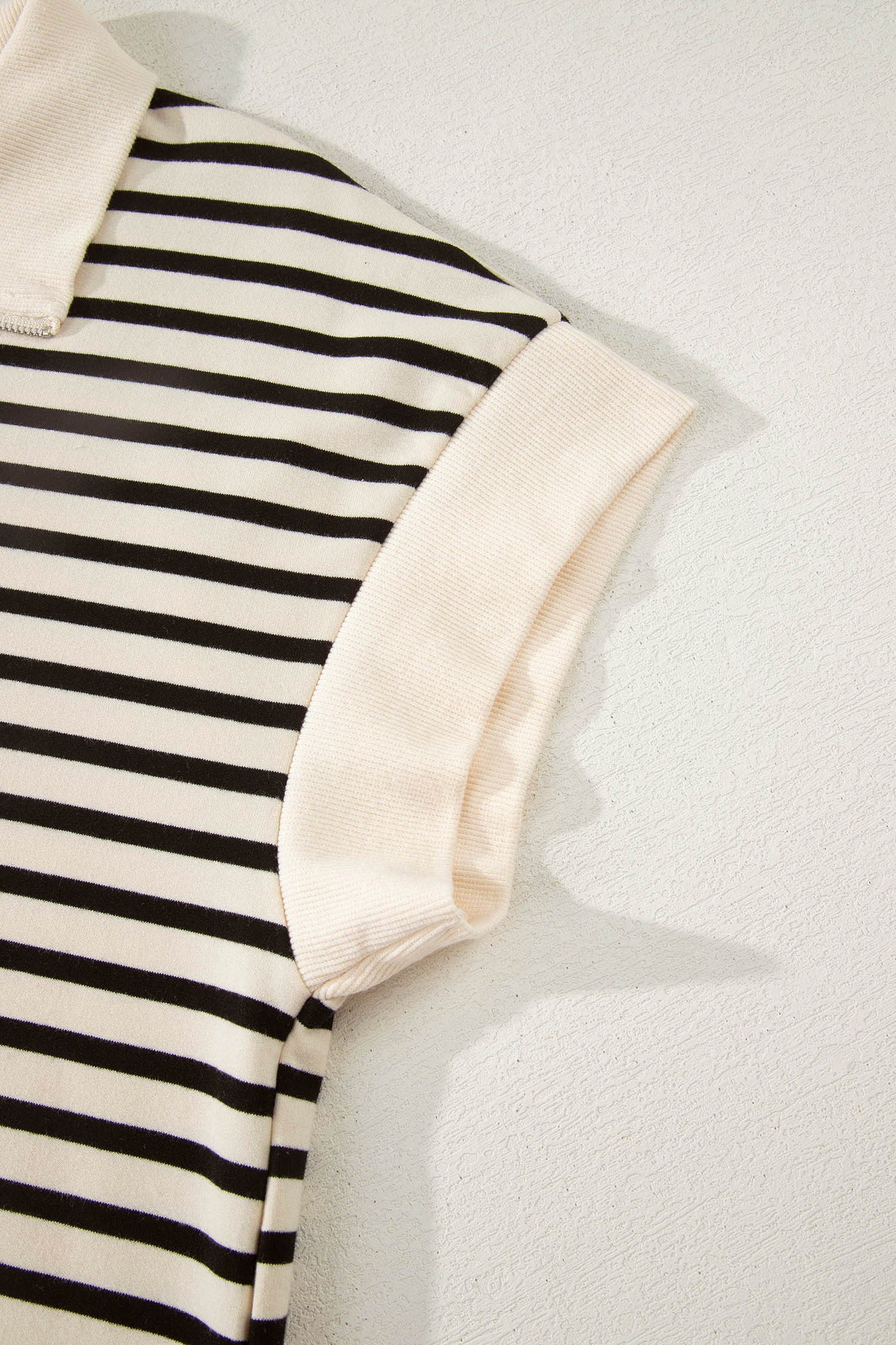 Stripe Colorblock Zip Polo & Drawstring Shorts Set