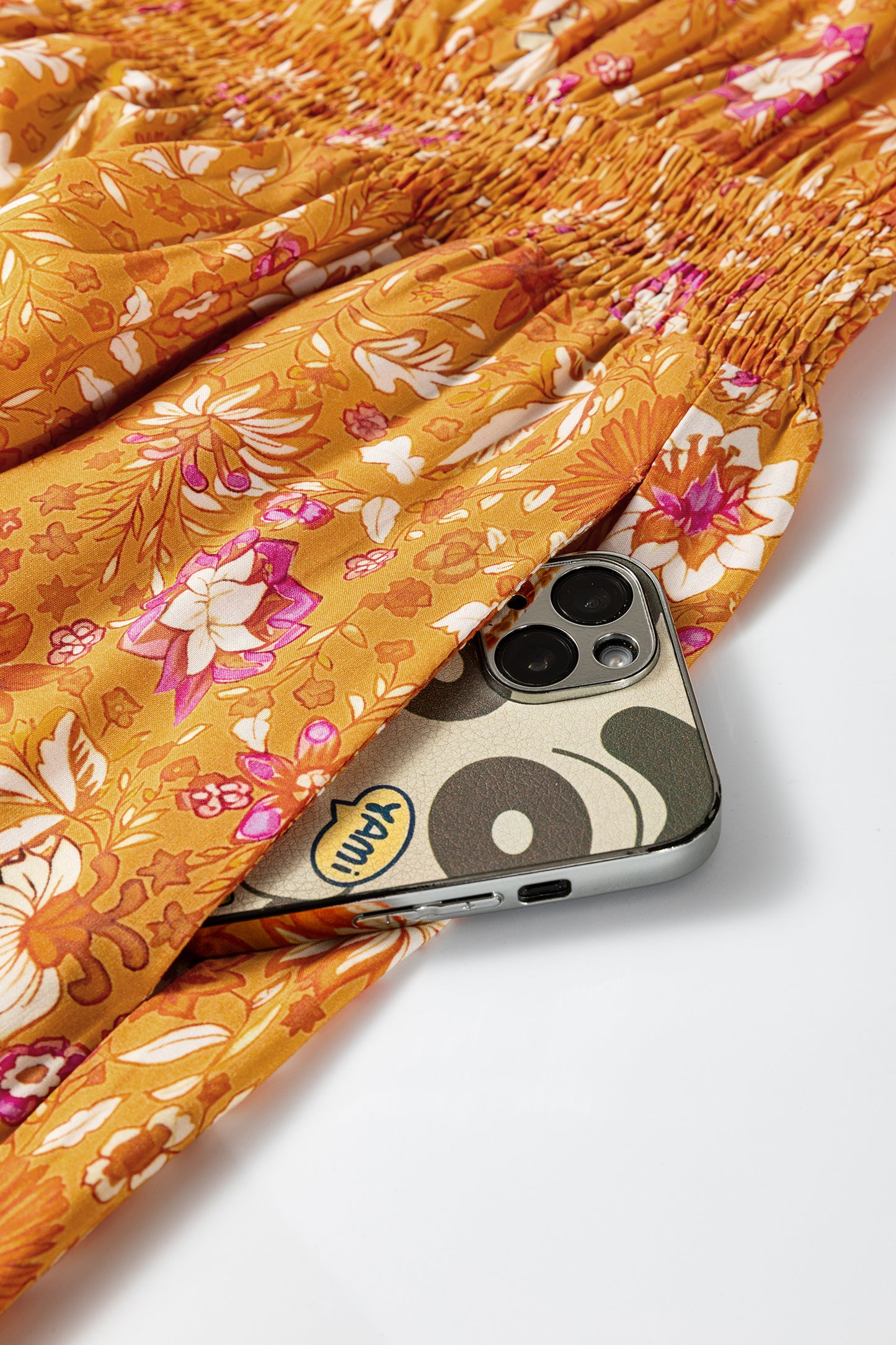 Boho Floral Smocked Waist Long Sleeve Maxi Dress