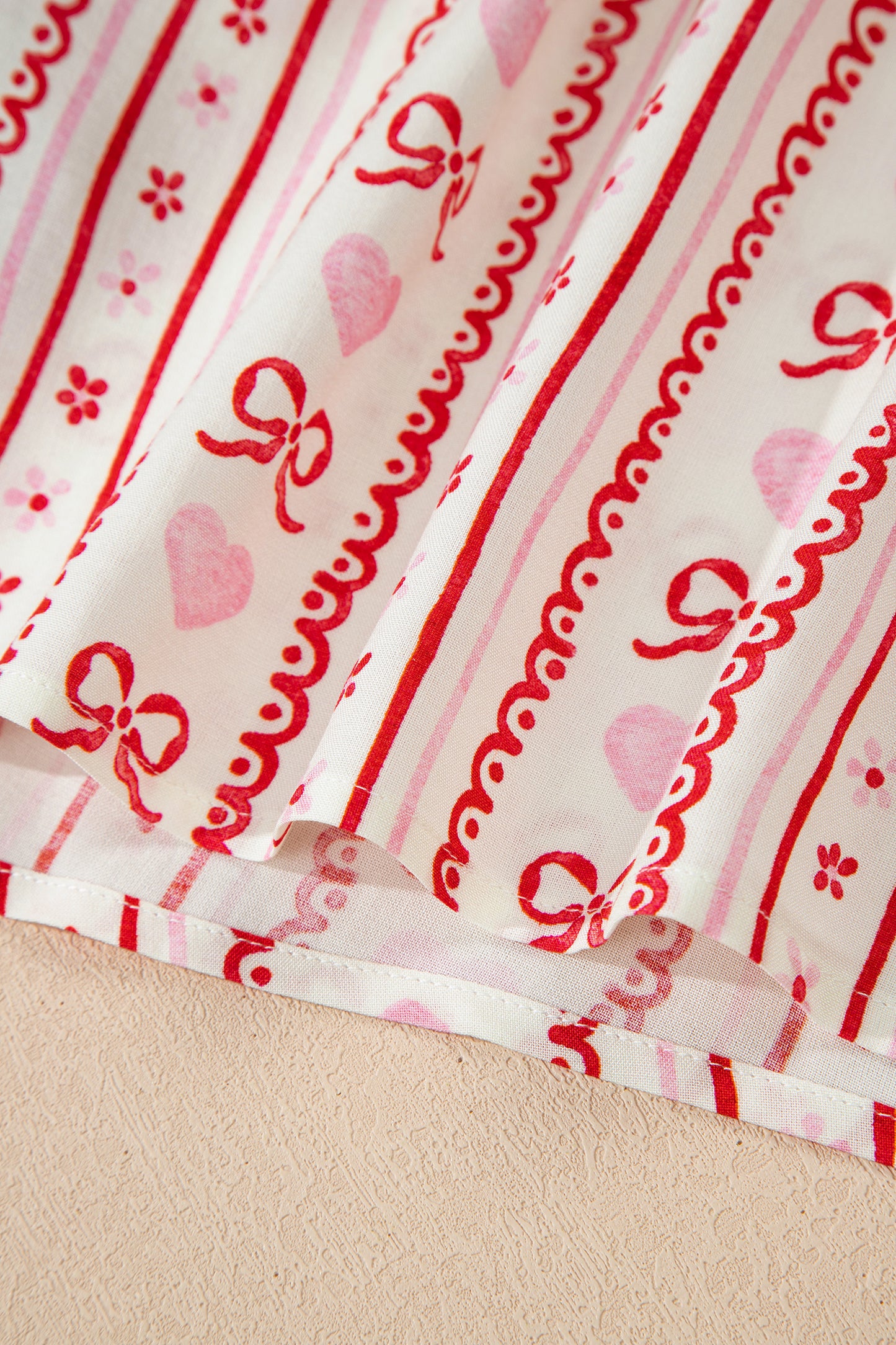 Valentine Heart Bow Shirt and Shorts Pajama Set