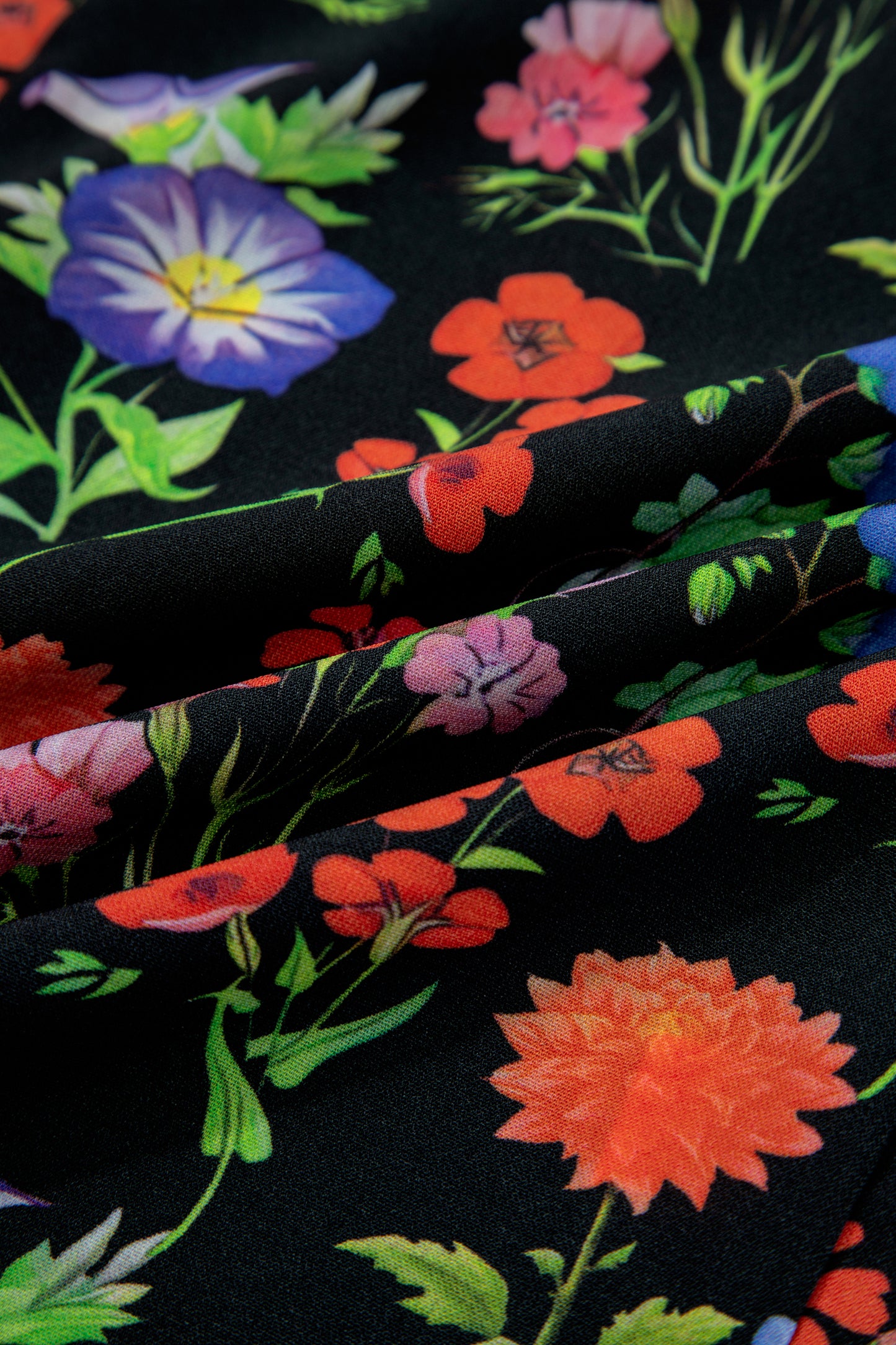 Flower Tiered Flutter Sleeve V-Neck Blouse