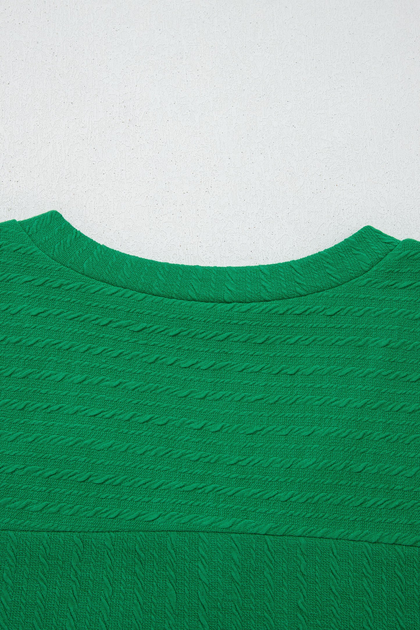 Cable Knit Textured V-Neck Short Sleeve T-Shirt