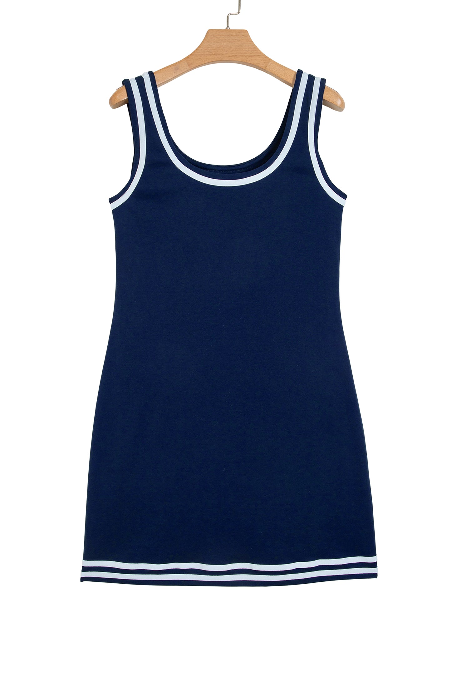 Contrast Trim Scoop Neck Sleeveless Mini Dress