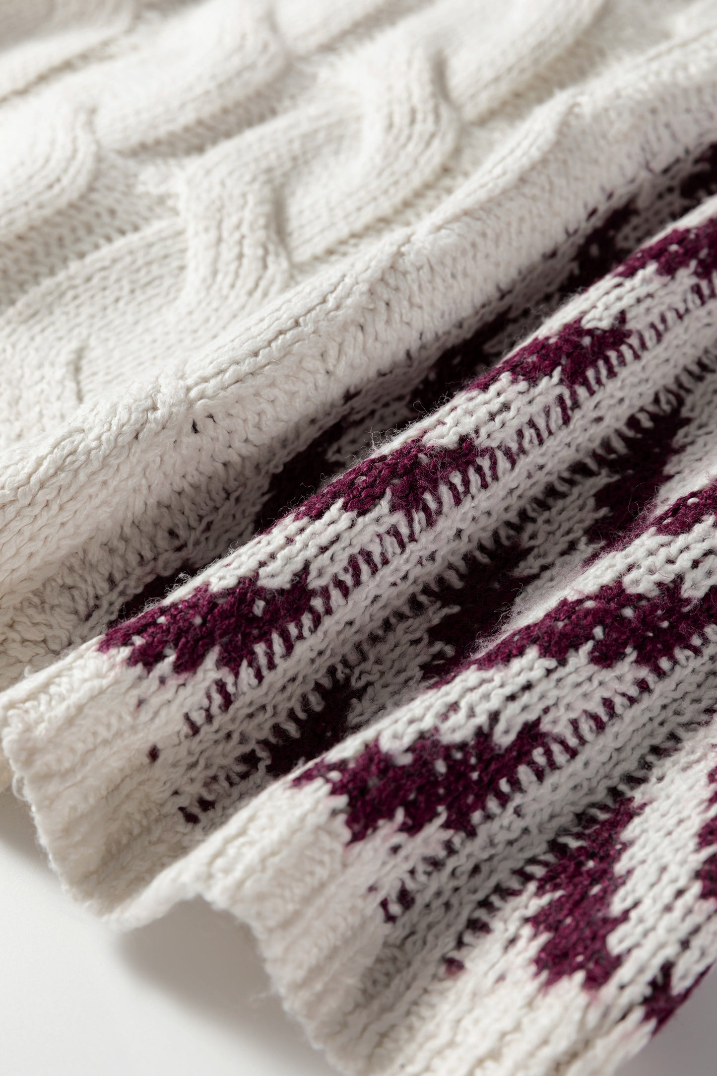 Colorblock Cable Knit Patchwork Tied Back Sweater