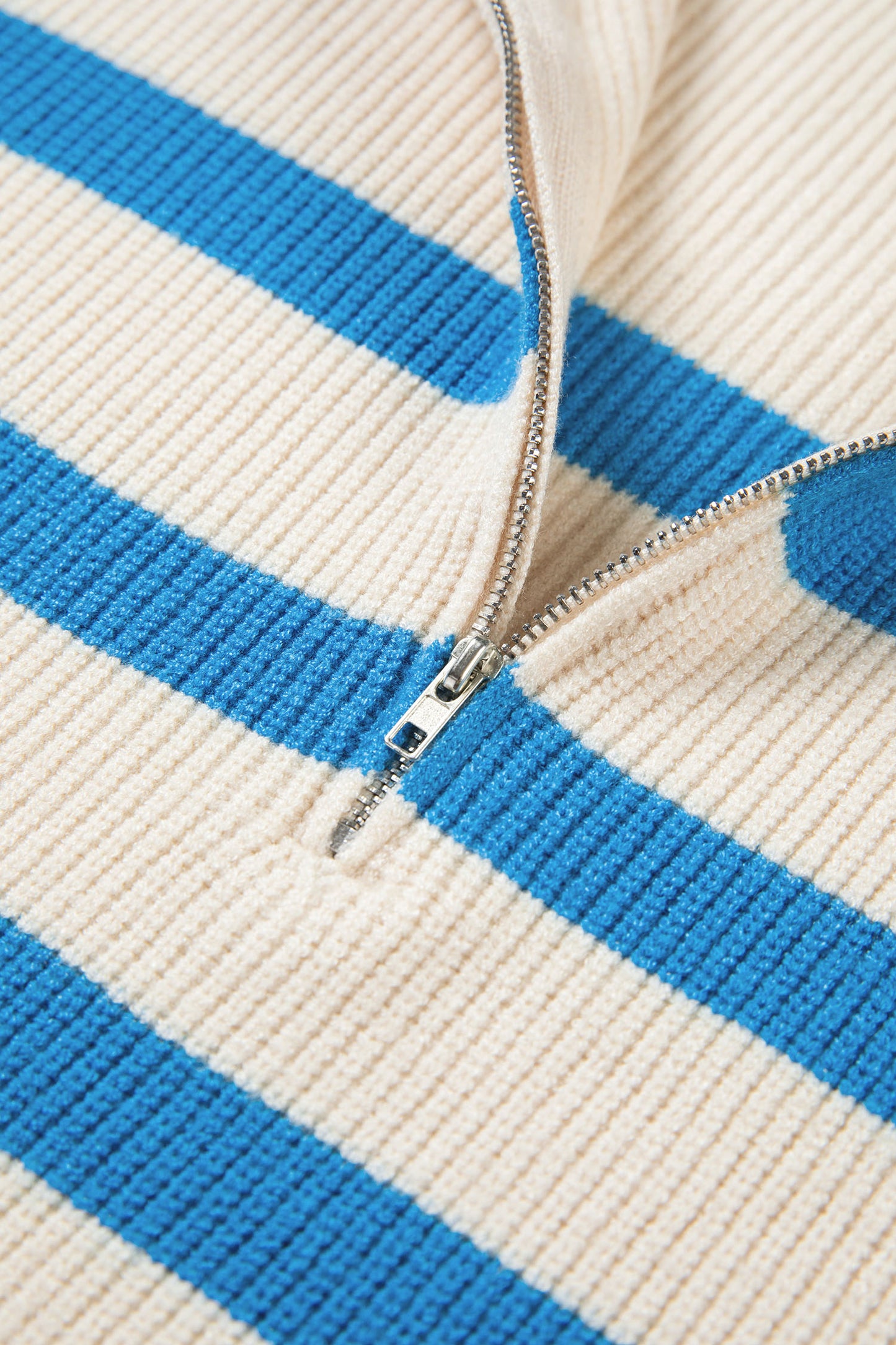 Stripe Ribbed Half-Zip Collar Sleeveless Sweater