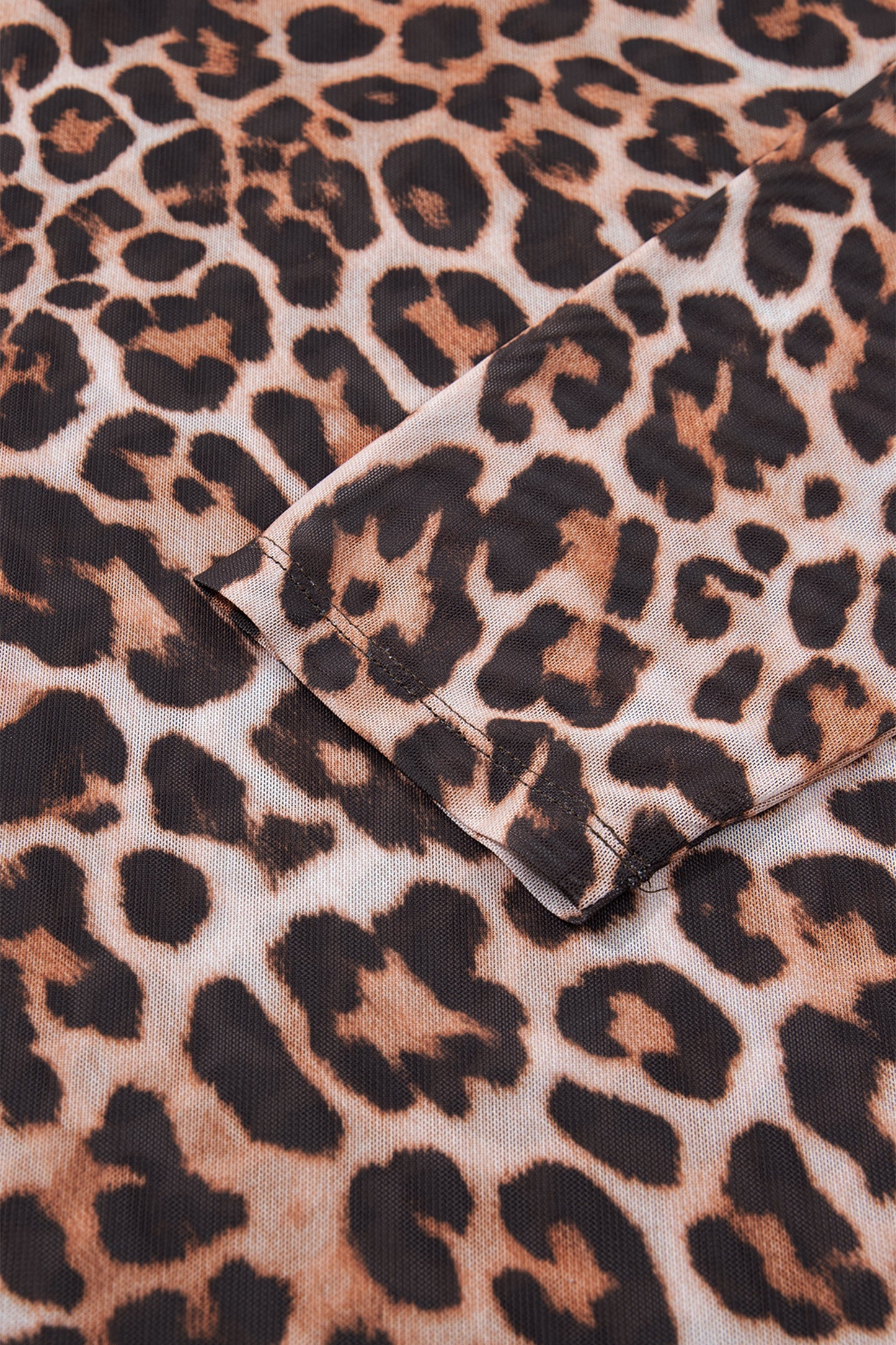 Plus Size Leopard Mesh Mock Neck Top