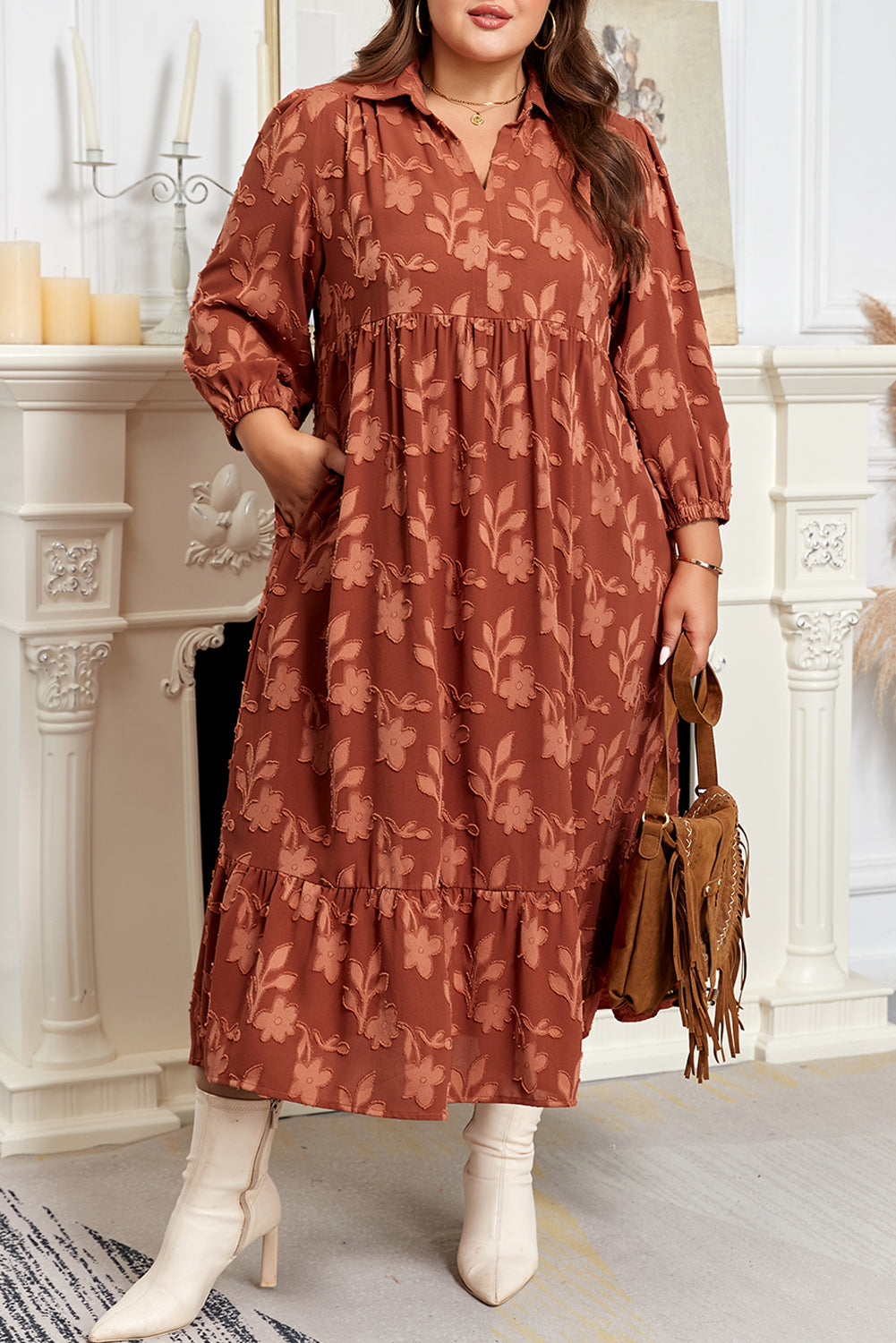 plus size 3 4 sleeve maxi dress Floral Ruffle Hem 3/4 – Pretty Bash Size S Bust Lynsi One-Shoulder Midi Dress nala glitter gown Size:EU 38 / US 7.5-8