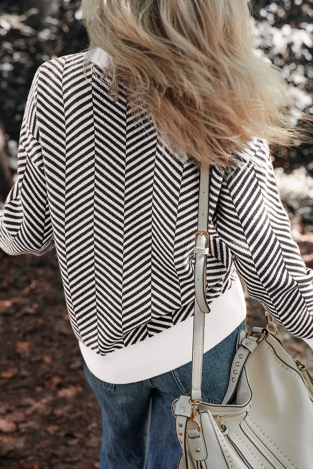 Herringbone Stripe Crewneck Sweater