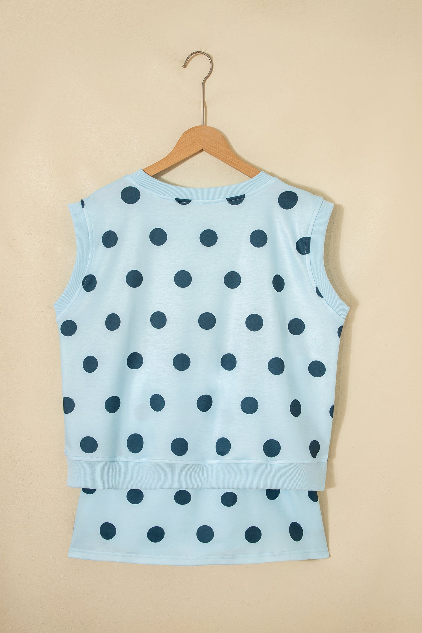 Polka Dot Ribbed Trim Tank & Mini Skort Set