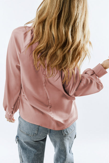 Satin Twist Long Sleeve Blouse