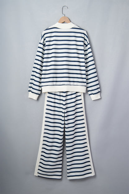 Stripe Mock Neck Top & Reverse Seam Pants Set