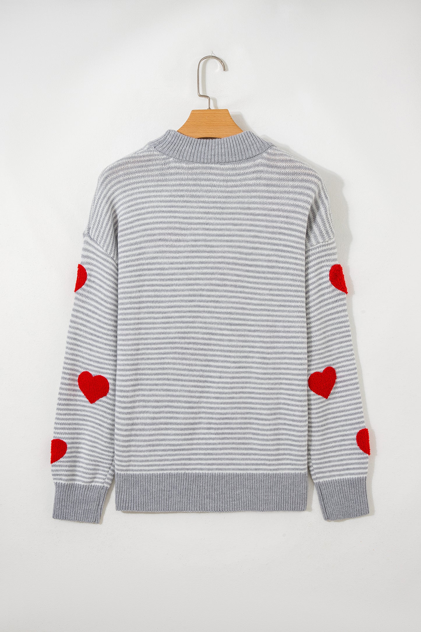 Valentine Heart Stripe Drop Shoulder Sweater