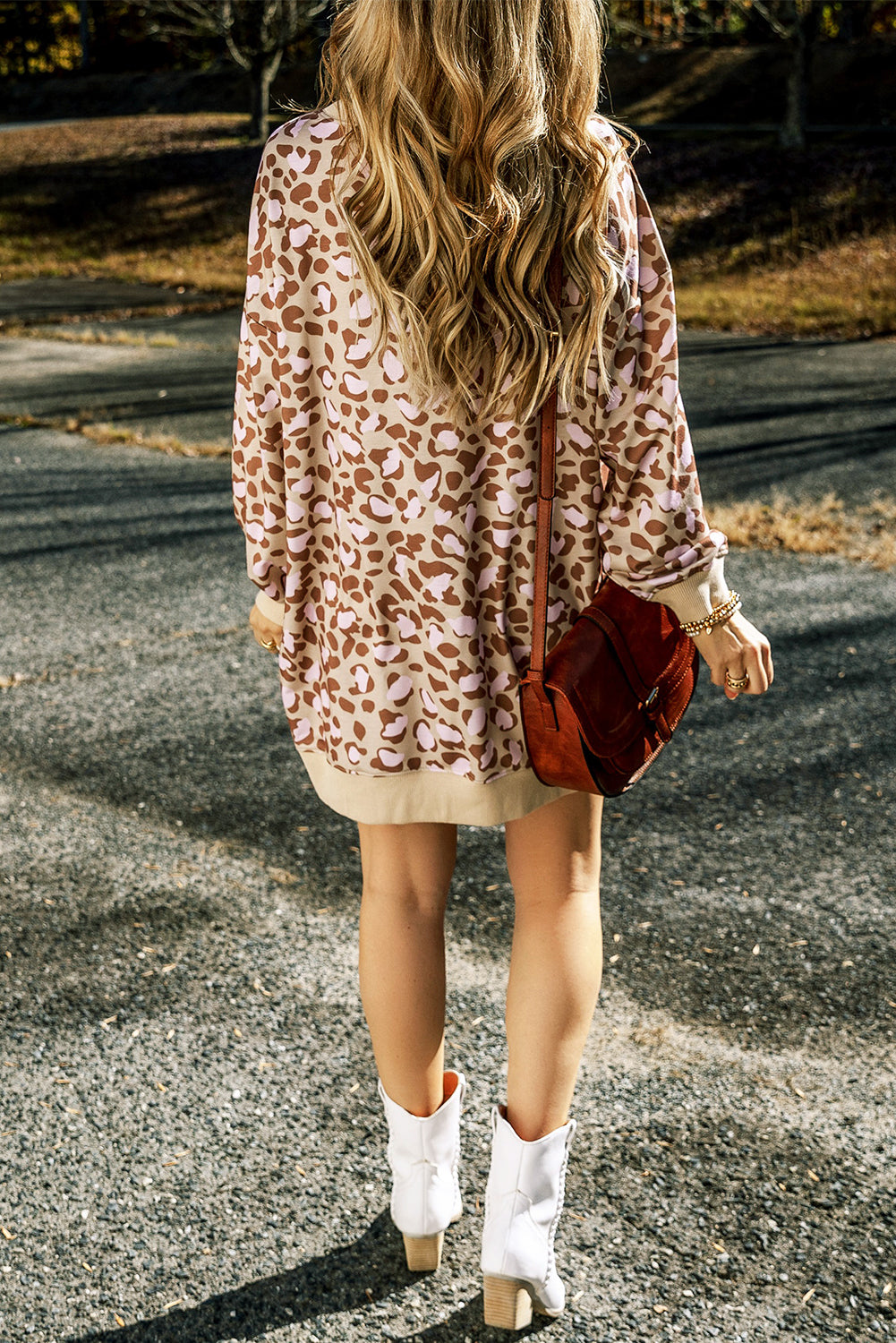 Leopard Long Sleeve Dress w/Pockets