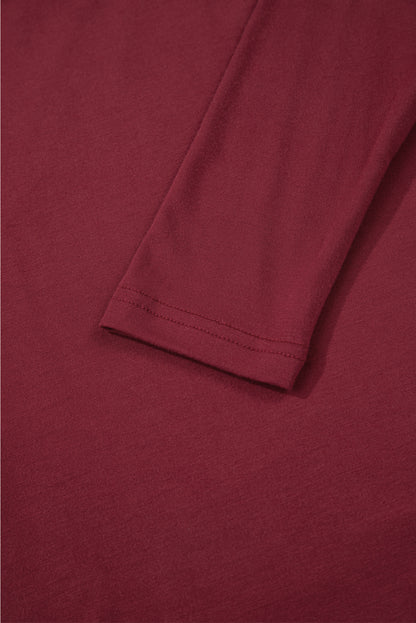 Lace Trim Ruched V-Neck Long Sleeve Top