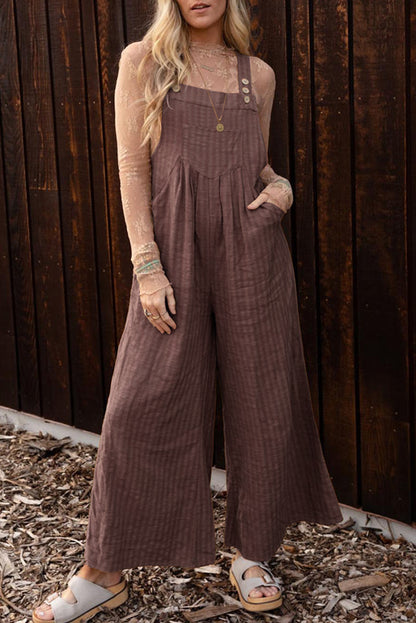 Stripe Pleated Jumpsuit w/Pockets