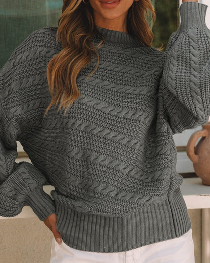 Cable Knit Mock Neck Sweater