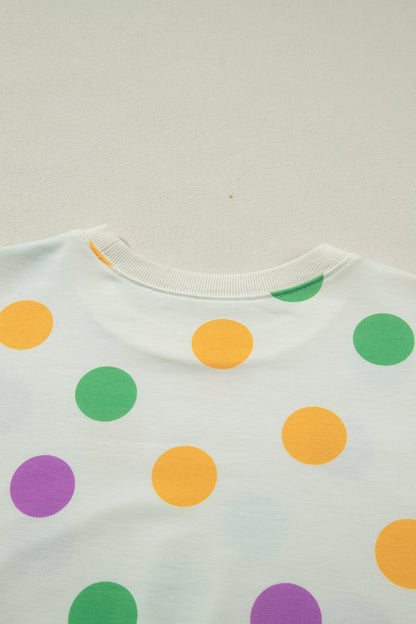 Polka Dot Pullover and Drawstring Shorts Set