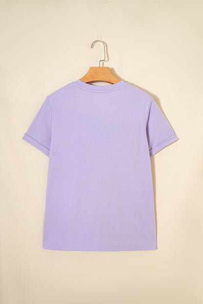 Solid Short Sleeve Crew Neck Tee