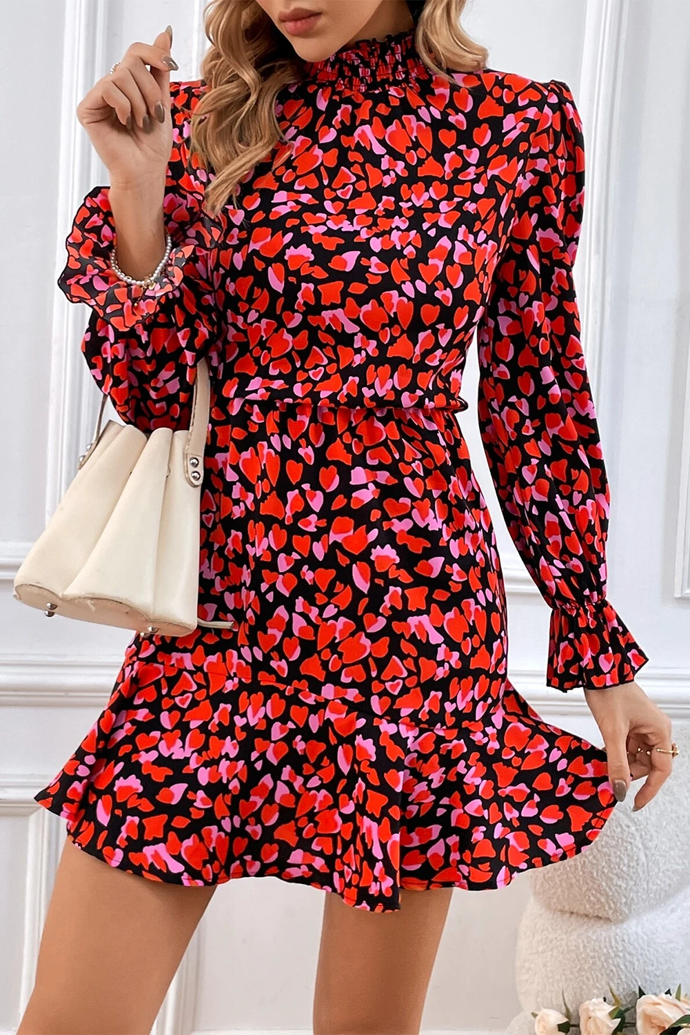 Heart Long Sleeve Mini Dress