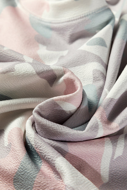 Plus Size Camo Drop Shoulder Pullover Top