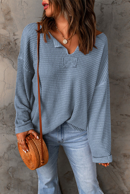 Waffle Wide Long Sleeve Top