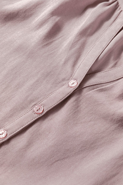 Solid Split V-Neck Ruffle Sleeve Peplum Blouse