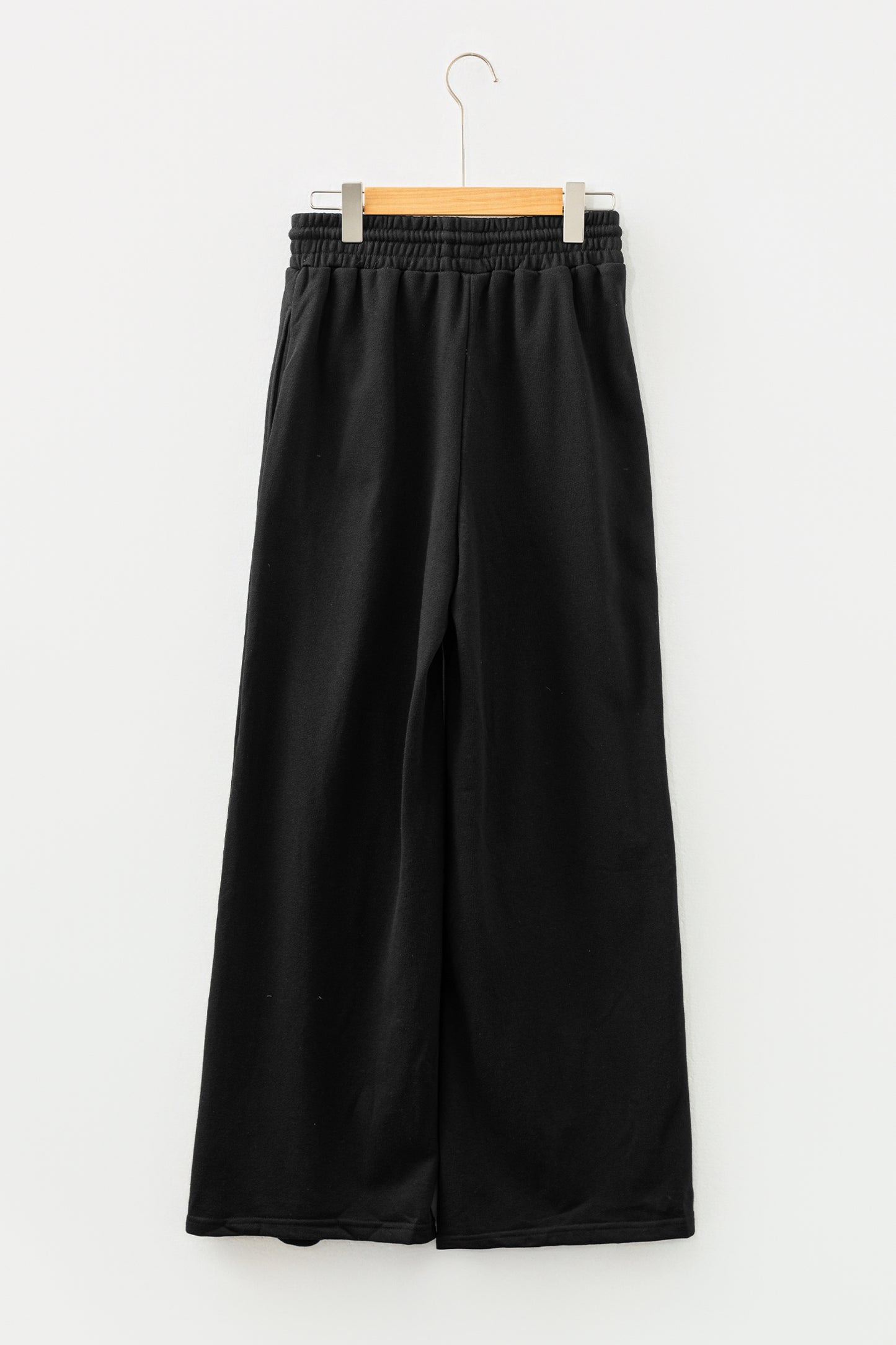 Solid Seam Drawstring Wide Leg Sweatpants