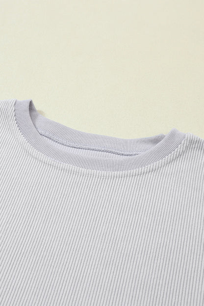 Solid Ribbed Corduroy Long Sleeve Oversized Sweatshirt