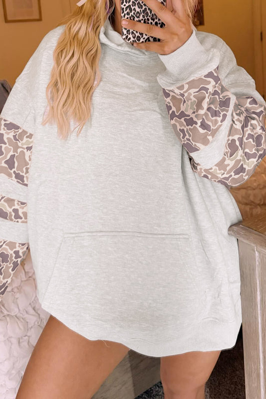 Camouflage Patchwork Long Sleeve Hoodie
