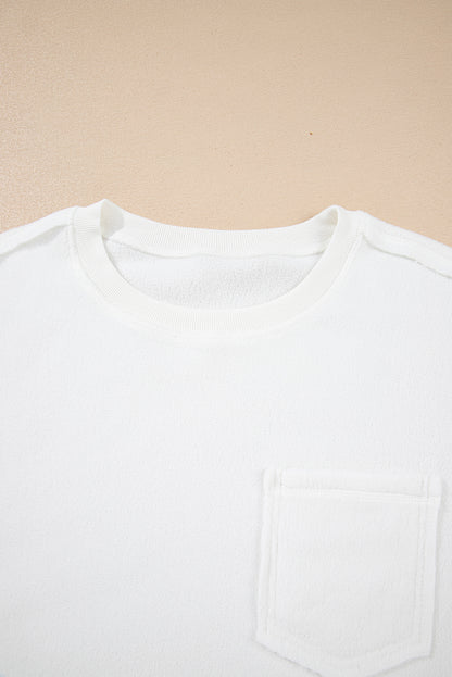 Solid Knit Reverse Seam Chest Pocket Sweatshirt
