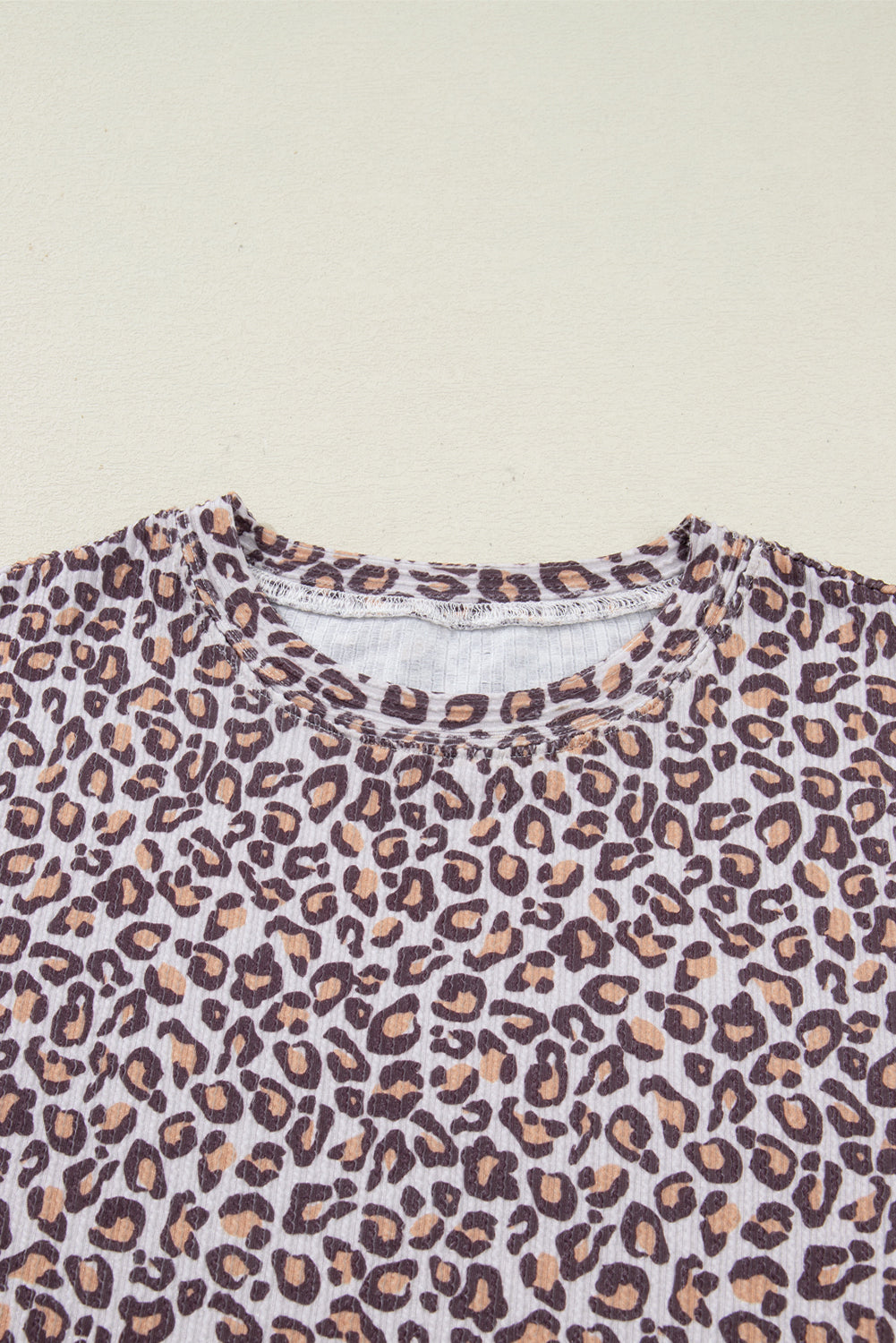 Leopard Ribbed Long Sleeve Top and Shorts Set