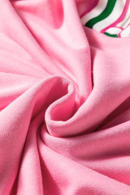 Stripe Contrast Collared Patchwork Sweatshirt