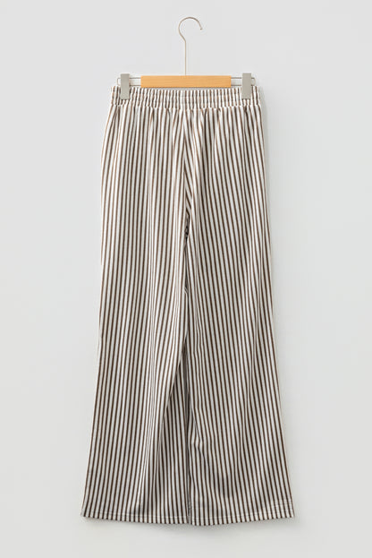 Stripe Pocketed Elastic High Waist Pants