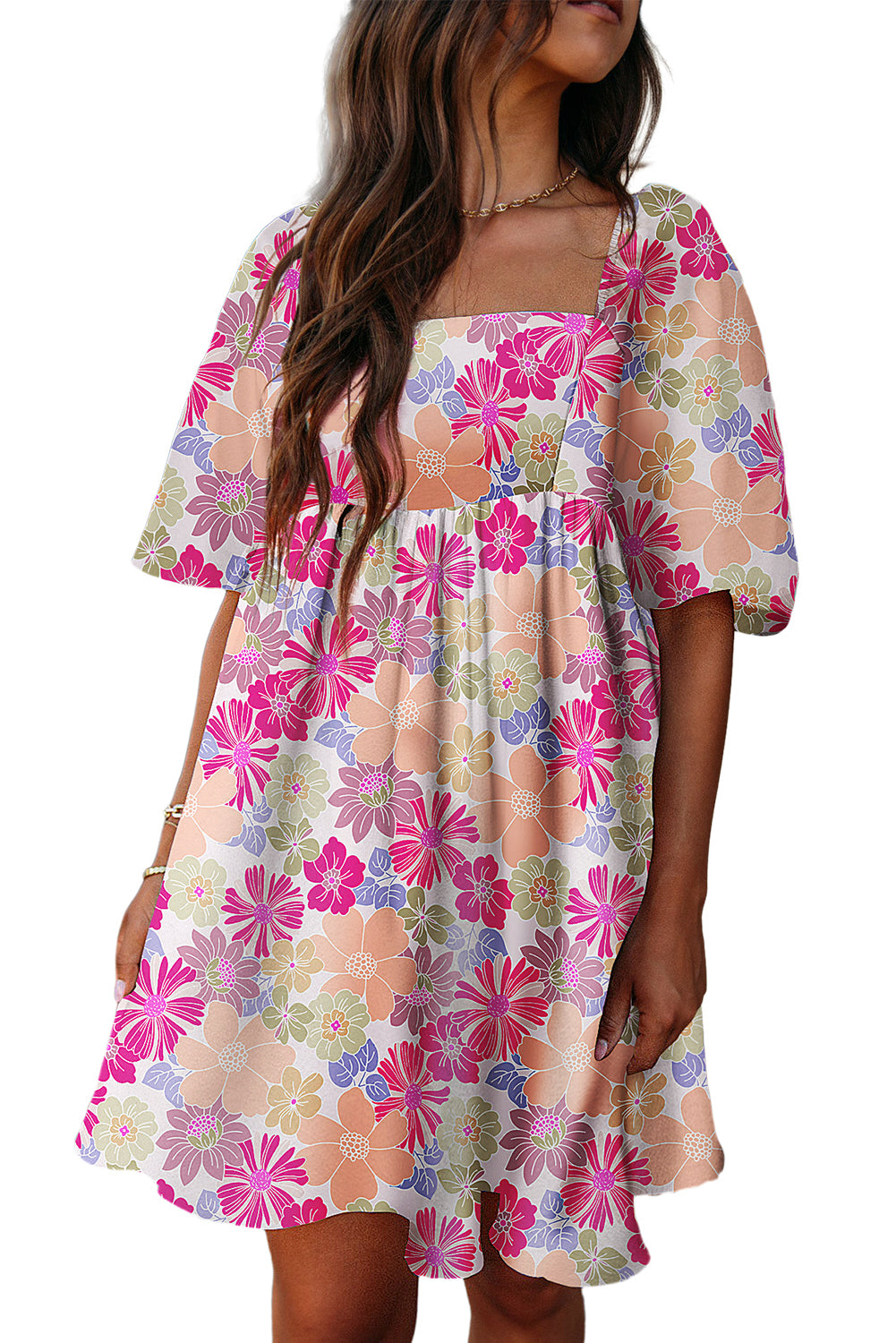 Floral Puff Sleeve Babydoll Dress