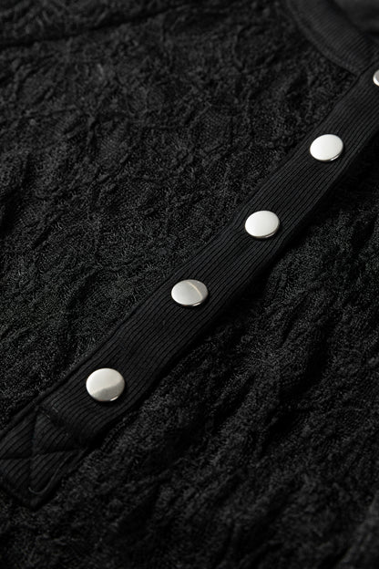 Lace Sheer Long Sleeve Henley Top