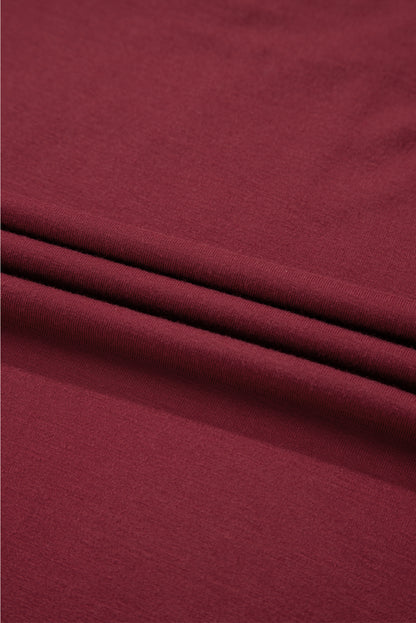 Lace Trim Ruched V-Neck Long Sleeve Top