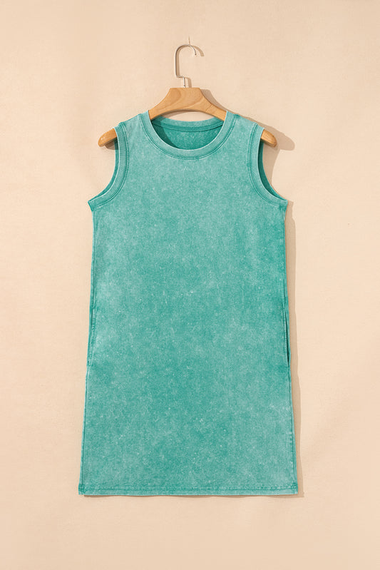 Mineral Wash Pocketed Tank Mini Dress