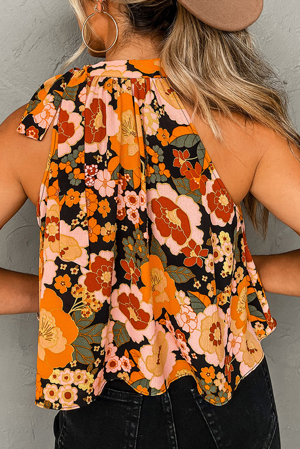 Floral Halter Neck Sleeveless Top