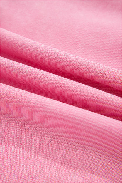 Plus Size Waffle Bowknot Patchwork Mineral Wash Sweatshirt