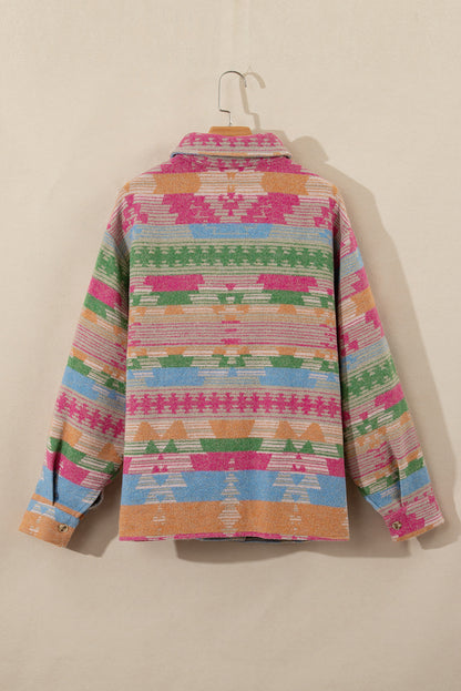 Aztec Flap Pocket Shacket Plus Size