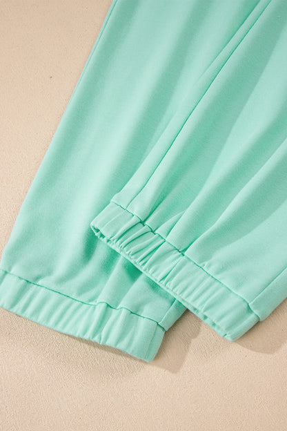 Solid V-Neck Tee and Drawstring Pants Set