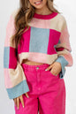 Colorblock Drop Shoulder Crewneck Sweater